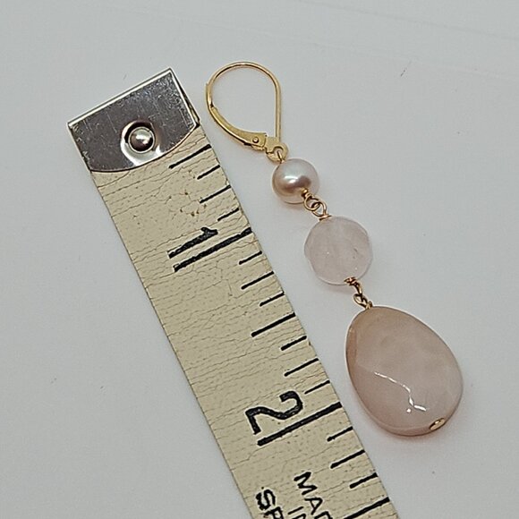 Macy's 14K Quartz Briol Pink Drop Earrings - Picture 9 of 9